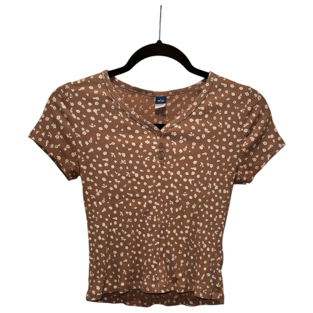 Old Navy Brown Tan Polo Crop Top